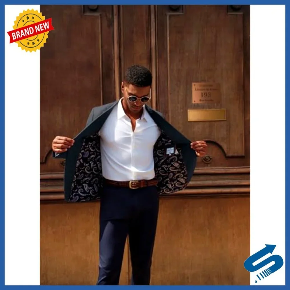 Men's Slim Fit Blazer Lightweight Pattern Lined Notch Lapel Sport Coat